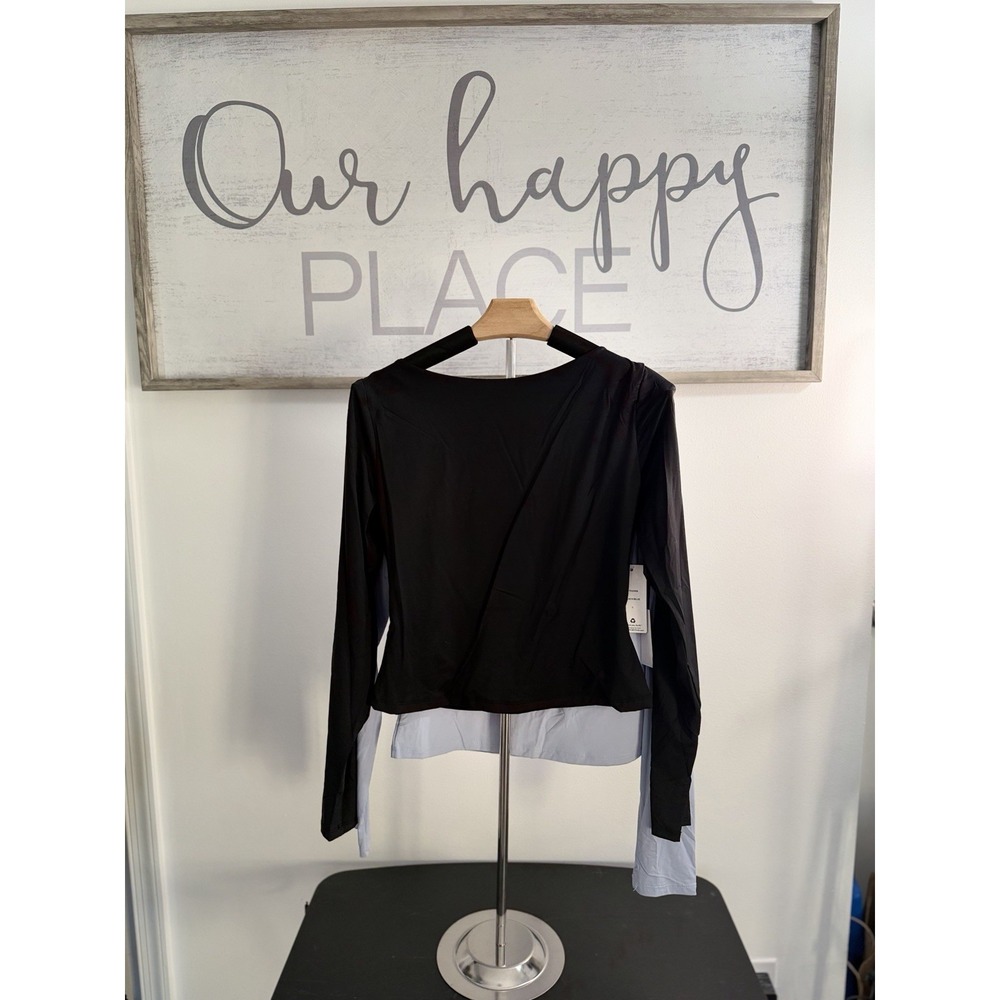Pink Rose Shirt Large 1- Black Shirt & 1 - Blue Shirt 90% Nylon 10% Spandex - Picture 4 of 5